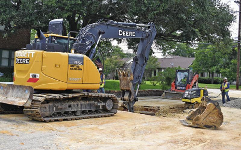 WORK CONTINUES ON this sewer project on Monday, June 30, on Hill Street. Elliott Construction of Bryan is working on the City of Caldwell project made possible through a GLO Hurricane Harvey Mitigation Grant. Tribune photo by Roy Sanders