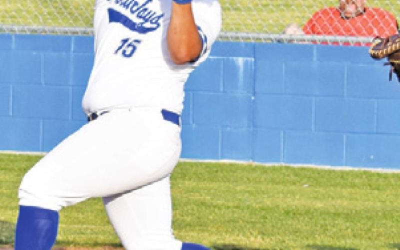 SNOOK’S CODY NORIEGA swings at the ball against Somerville last Friday in Snook.