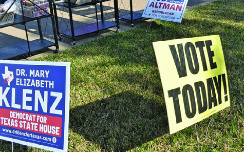 THESE CAMPAIGN SIGNS are on the front lawn of the Burleson County Courthouse prior to the Tuesday, March 3, primary elections.