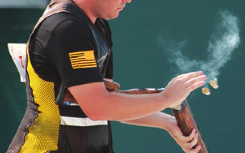 PHILLIP JUNGMAN reloads during the Men’s Skeet competition at the National Shotgun Skeet Championship earlier this month. -- Photo courtesy of USA Shooting