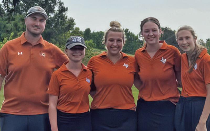 THE CALDWELL HIGH School girls golf team members attend the regional tournament. They include, from left, Coach Jacob Schaefer, Brandy Gillar, Tanzley Johnson, Alison Krueger and Madilyn Schneider. Not pictured is Raeleigh Ussery.