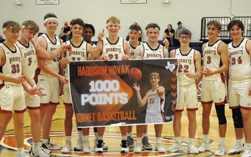 CALDWELL HORNET BASKETBALL had several reasons to celebrate in 2024. The team earned a spot in the UIL Class 4A Boys Basketball Playoffs and Hornet basketball player Harrison Novak scoring his 1,000th point.
