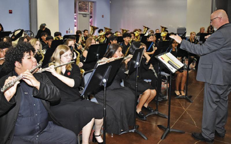 THE CALDWELL HIGH School Band performs at Veterans Day.