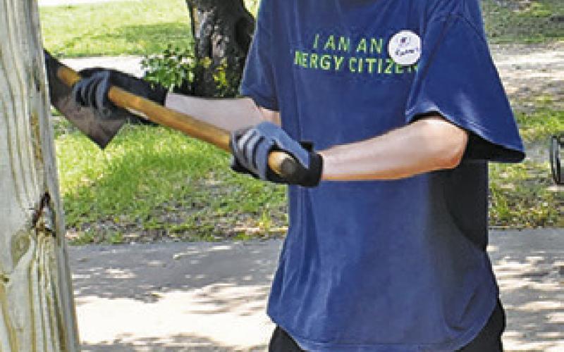 U.M. ARMY youth from the Houston area participate in a project on Monday in Somerville.