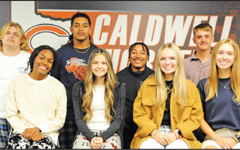 THE 2022 CALDWELL HIGH School Homecoming Queen and King hopefuls include, from left, front, Ka’Myra “Mya” Knoxson, Ashlynn Kellum, Allie Bowers, Ryan Ferguson, back, Lucas Peel, Delvin Morris, Christian DaShawn Trinidad and Waylon Chapman. By Denise Squier