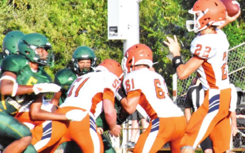 THE CALDWELL HORNETS get ready to pass against Lexington.