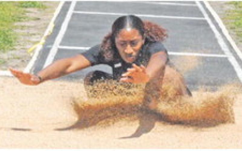 DAYMEIN ELLIS-Edison placed second in the girls long jump with a leap of 15 feet 6.5 inches at last week’s UIL 2A - District 25/26 Area Track &amp;amp; Field Meet. -- Tribune photo by Denise Squier