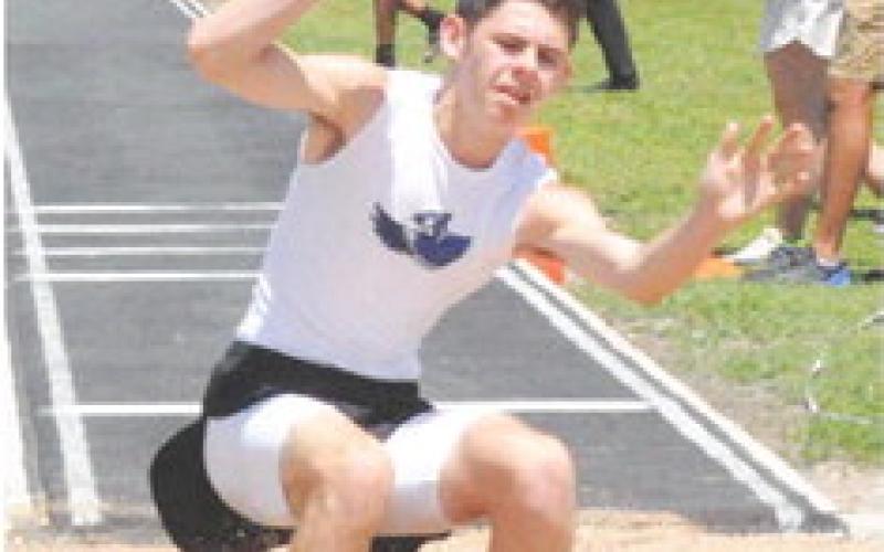 JOSH GREEN competed in the triple jump at last week’s UIL 2A - District 25/26 Area Track &amp;amp; Field Meet. -- Tribune photo by Denise Squier