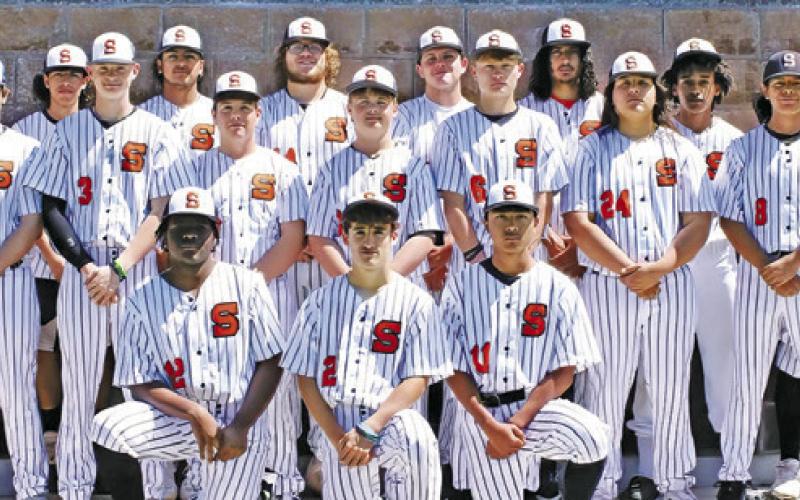 THE 2024 SOMERVILLE HIGH SCHOOL YEGUA BASEBALL team is, from left, back, Coach Michael Mullins, Roel Chavez, Victor Orozco, Canyon Surovik, Nicholas Connelly, Gardner Shivers Jr., Jeremy Vela, Jonathan Johnson, middle, Kyle Brooks, Dominic Willams, Barrett Howe, Chance Esparza, Luke Moses, Gage Tuck, Izael Garza, Christian Esqueda, Coach Ramsey Walner, front, Raijoun Shivers, Colt Holton and Caleb Leang.