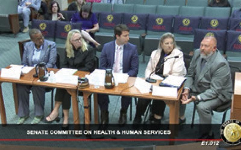 SHAWN EDWARDS, right, testifies on July 7 before the Senate Committee on Health &amp;amp; Human Services in Austin.