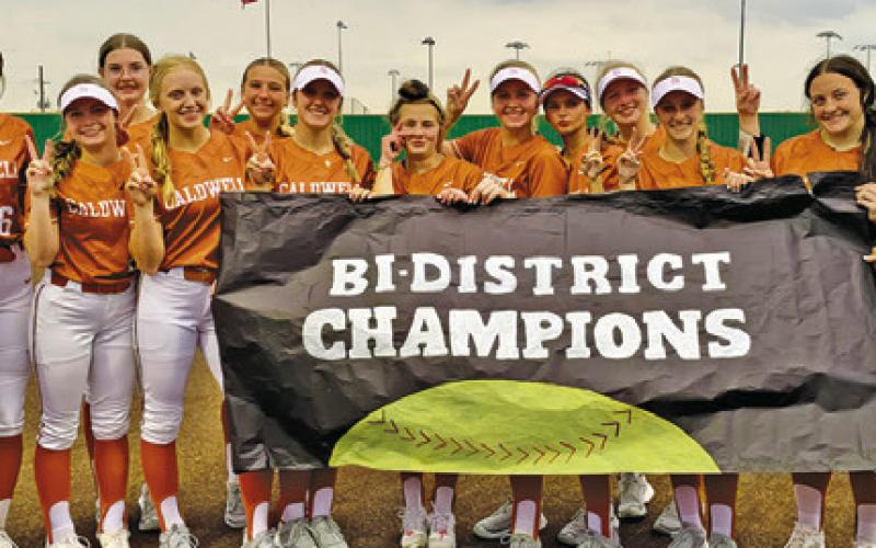 THE LADY HORNETS CELEBRATE their bi-district win over Scarborough last Thursday.