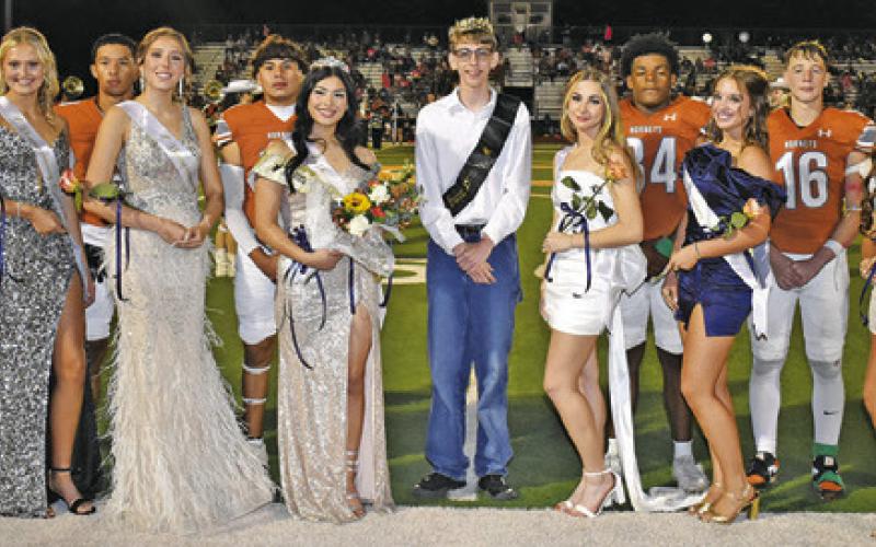 THE CALDWELL HIGH SCHOOL homecoming court gathers at the homecoming game.