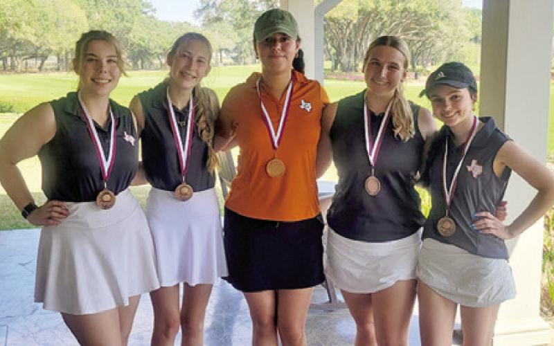 THE CALDWELL GIRLS team includes, from left, Sarah Boniol, Madilyn Schneider, Caroline Segovia, Tanzley Johnson and Kate Hill.