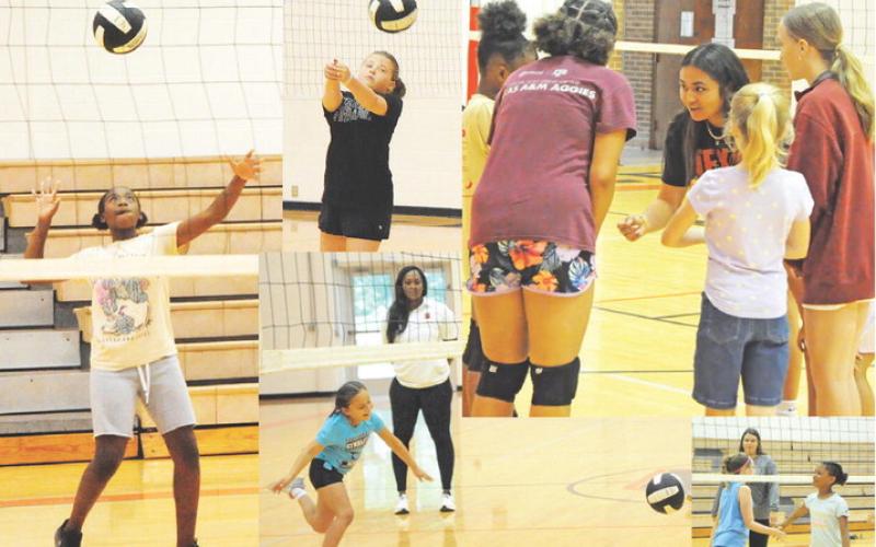 SOMERVILLE ISD RECENTLY held a volleyball camp. Over 20 elementary and intermediate-aged girls learned techniques and skills.