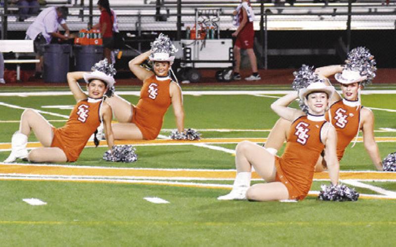 THE CALDWELL HIGH School Honeybees perform at halftime of the Caldwell-Groesbeck football game last Friday in Caldwell.
