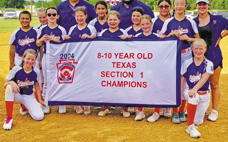 THE BURLESON COUNTY LITTLE LEAGUE Minor All-Star Softball Team won the Texas East Section 1 title last week in Elgin and qualified for the Texas East State Tournament, beginning July 2 in El Campo. The team includes Avery Balboa, Bailey Barnes, Paisley Brack, Mckayla Collins, Jesenia Herrera, Macee Lewis, Karlee Praesel, Zoey Gausin, Braely Polasek, Carly Sheppard, Olivia Zamora and Caegan Kouatli. The team is coached by Adrian Sheppard, Haley Balboa and Flo Ortega.