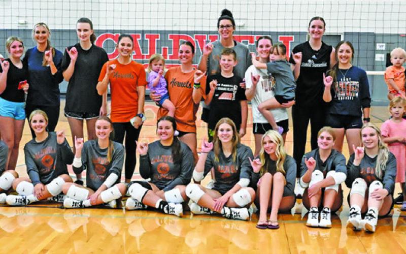 CURRENT AND FORMER Lady Hornets enjoyed (and survived without any major injuries) Saturday’s alumni scrimmage. Tribune photo by Denise Squier