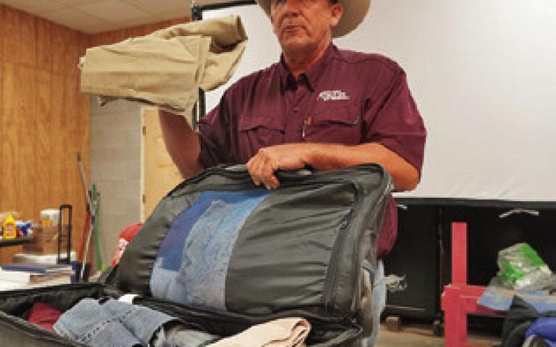 BRIAN DAVIS, Texas A&amp;amp;M AgriLife Extension Service Disaster Assessment and Recovery south region chief, discusses packing clothing and gear bags for long deployments as part of Operation Readiness training. Photo courtesy of Blair Fannin/ Texas A&amp;amp;M AgriLife