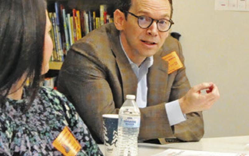 TEXAS COMMISSIONER of Education Mike Morath visited Somerville last Thursday to learn more about the district’s strategic plan. Tribune photo by Denise Squier