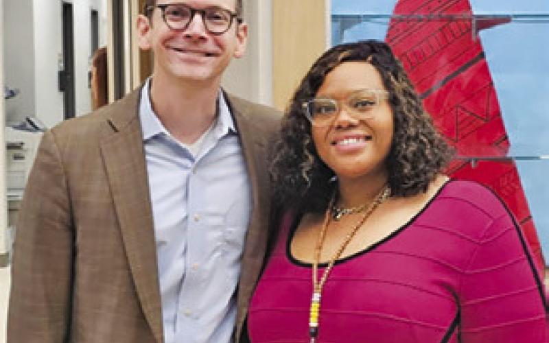 TEXAS COMMISSIONER of Education Mike Morath visited Somerville ISD last Thursday. He is pictured with Somerville Elementary School principal Amber Idlebird. Tribune photo by Denise Squier