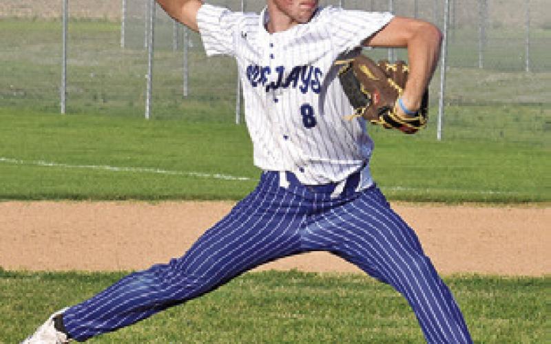 SNOOK PITCHER WYATT Lopez earns the Bluejays’ first win of the season against rival Somerville last Tuesday in Snook. Tribune photo by Roy Sanders