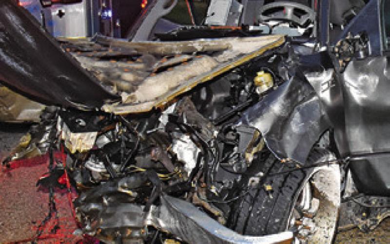 THIS VEHICLE was damaged on Sunday night, June 15, on F.M. 60 South in a two-vehicle collision. Details on the accident were unavailable at press time.