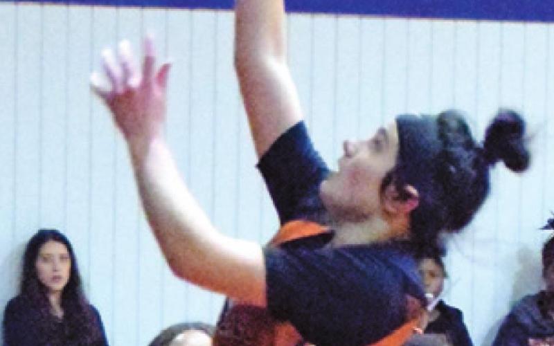 BREANN SIMS shoots during Caldwell’s win over Dime Box last Thursday in Dime Box.