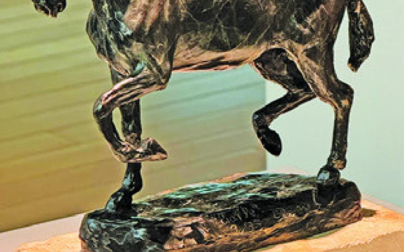 PIAFFE, A BRONZE, sculpture by Clover Cochran is on display at the MSC at Texas A&amp;amp;M University in the “Practice What We Teach” art exhibit in the Reynolds Gallery.