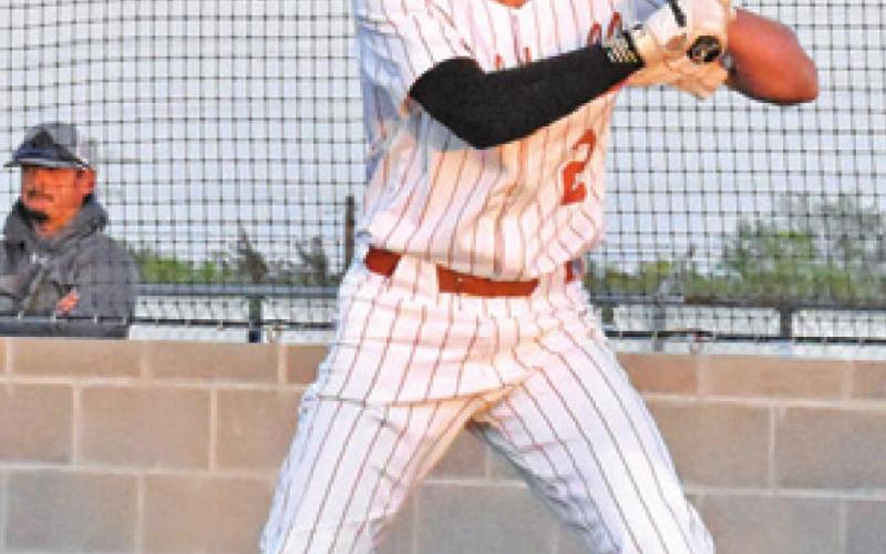 BLANE GARZA bats for Caldwell last Friday against Cameron. The Hornets lost 2-1.