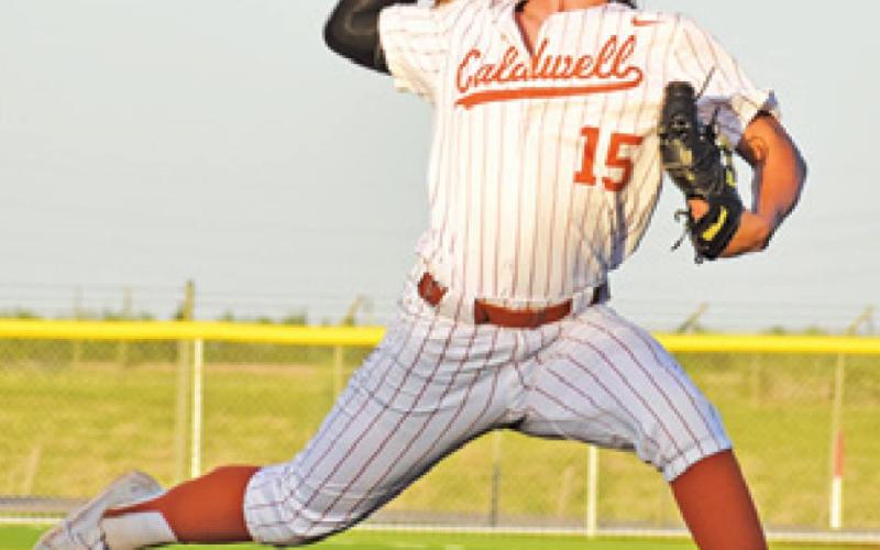 CAYDEN MAXWELL pitches for the Caldwell Hornets last Friday against Cameron.