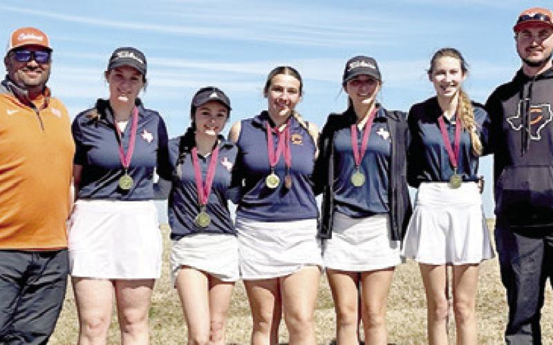 THE CALDWELL GIRLS team includes Coach Marcus Escalante, Alison Krueger, Kate Hill, Tanzley Johnson, Ciara Coker, Madilyn Schneider and Coach Jacob Schaefer.