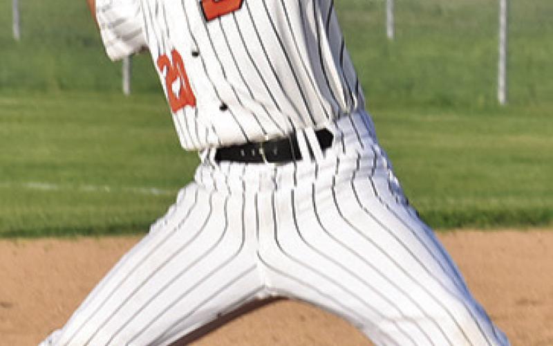 AXEL NOYOLA pitches for Somerville against Milano in the season finale. Tribune photo by Roy Sanders