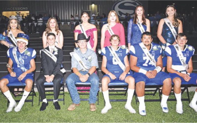 THE 2022 SNOOK HOMECOMING COURT is, from left, front, Lance Lara, David Janac, William See, Caden Schluens, Gabriel Martinez, J.Beaux Hruska, back, Nadia Garcia, Olivia Valdez, Mackenzie Groce, Genevieve Brown, Payton Sodolak and Lexi Macik.