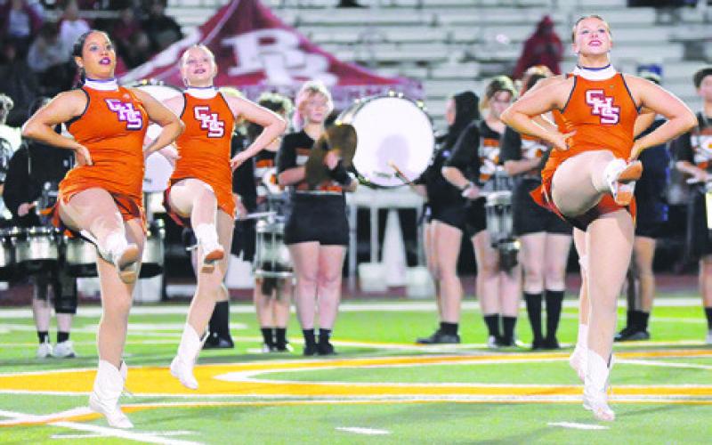 THE CALDWELL HIGH SCHOOL Honeybees perform during the final halftime of the season last Friday during the Caldwell-Bellville game. Tribune photo by Denise Squier