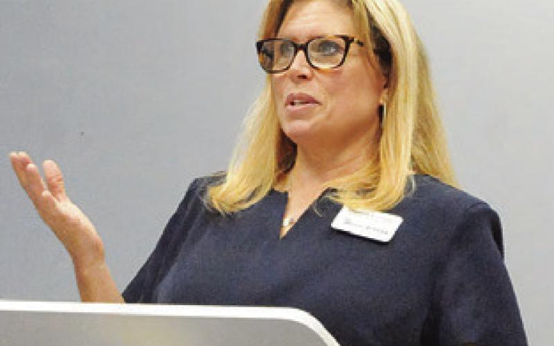 THERESA BOISSEAU addressed local Democrats during a dinner last Thursday at the Caldwell Civic Center. She is running for US Congress, District 10. Tribune photo by Denise Squier