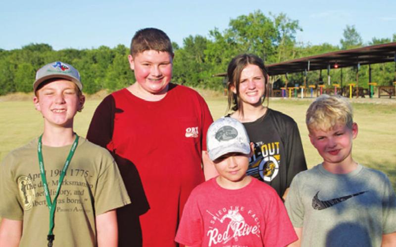 THE BURLESON COUNTY 4-H Shooting Club earned many accolades at the state shooting championships. Pictured, from left, are, back, Logan Giesenschlag, Lorelai Browne, front, Barrett Warren, Mason Giesenschlag and Kyzar Brock. Not Pictured is Lane Anderson.