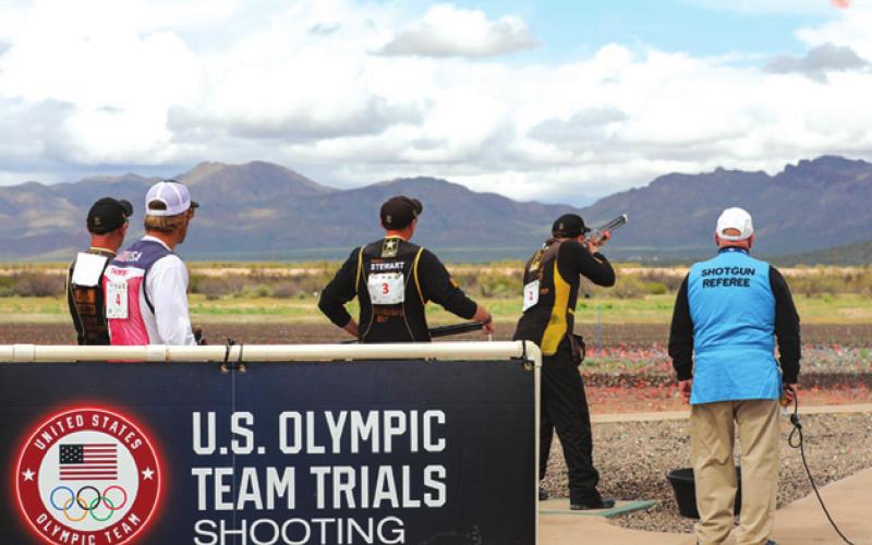 CALDWELL’S PHILLIP JUNGMAN SHOOTS a clay target during this weekend’s U.S. Olympic Team Trials for Shotgun. He finished second in Men’s Skeet with a score of 537 behind Vincent Hancock and qualified for the 2020 Summer Olympic Games in Tokyo, Japan.