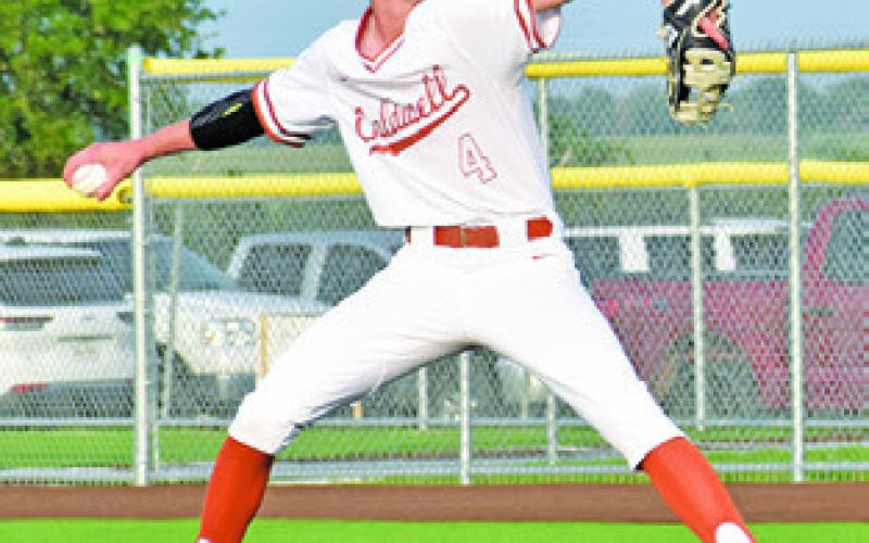 CALDWELL’S COLBY Maresh pitches in game one of the area playoff against Salado.