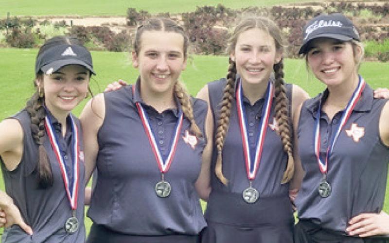 CALDWELL’S KATE HILL, Tanzley Johnson, Madilyn Schneider and Ciara Coker placed second at the Waller High School Tournament.