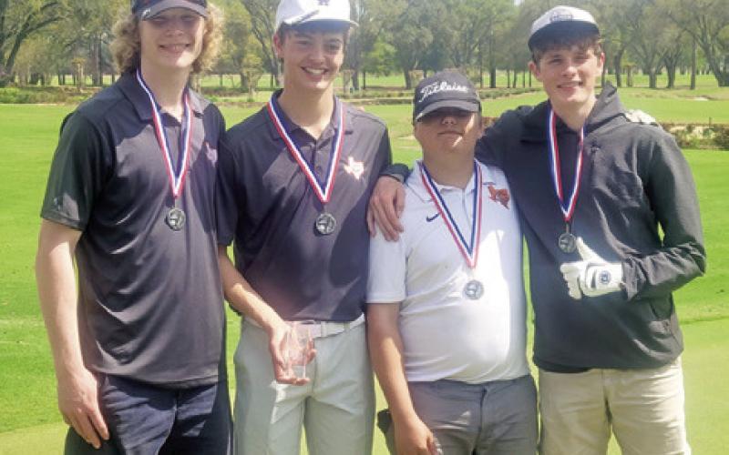 CALDWELL’S HARRISON NOVAK, Grant McManus, Sam Waldrip and Nathan Scott placed second at the Waller High Tournament.