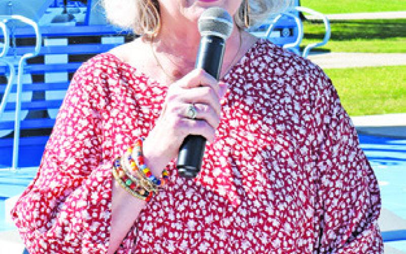 CALDWELL MAYOR Janice Easter speaks at the fitness court launch at the park.
