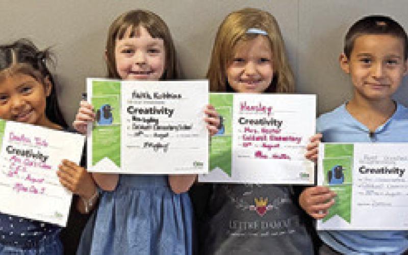 SIX KINDERGARTEN STUDENTS at Caldwell Elementary School were honored with Person of Value for Creativity certificates. Pictured from the left are, Rylee G., DeeAnn T., Faith R., Hensley P., Rony S. and Eris S.