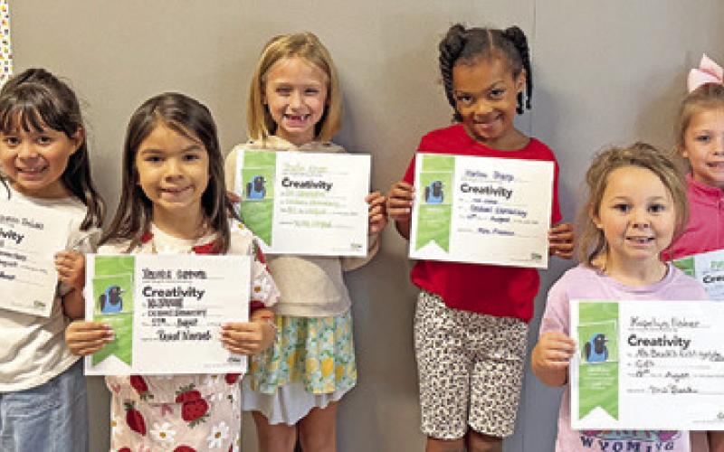SIX FIRST-GRADE students at Caldwell Elementary School were recognized with Person of Value for Creativity certificates. Pictured from the left are, April F., Ximena C., Trudie K., Harlow S., Kopelyn F. and Paige V.