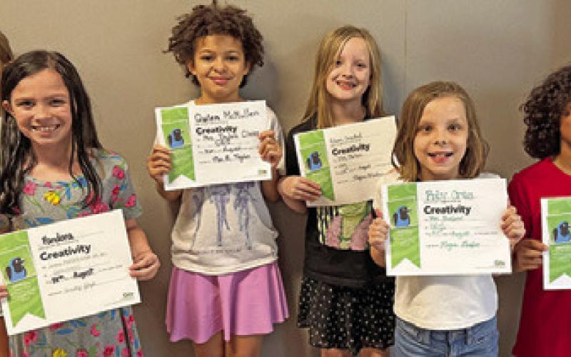 SIX THIRD-GRADE students at Caldwell Elementary School were recognized with Person of Value for Creativity certificates. Pictured from the left are, Jemma Z., Pandora C., Quinn M., Rilynn C., Ruby O. and Neymar R.