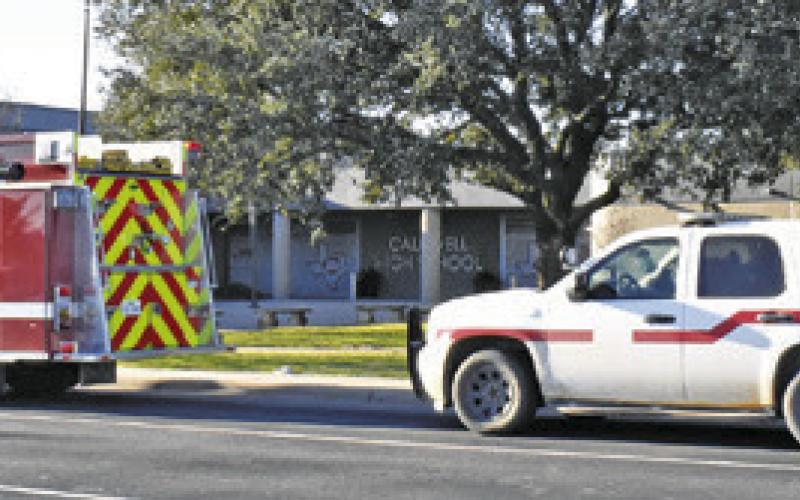 FIREFIGHTERS RESPOND TO Caldwell High School on Sunday.