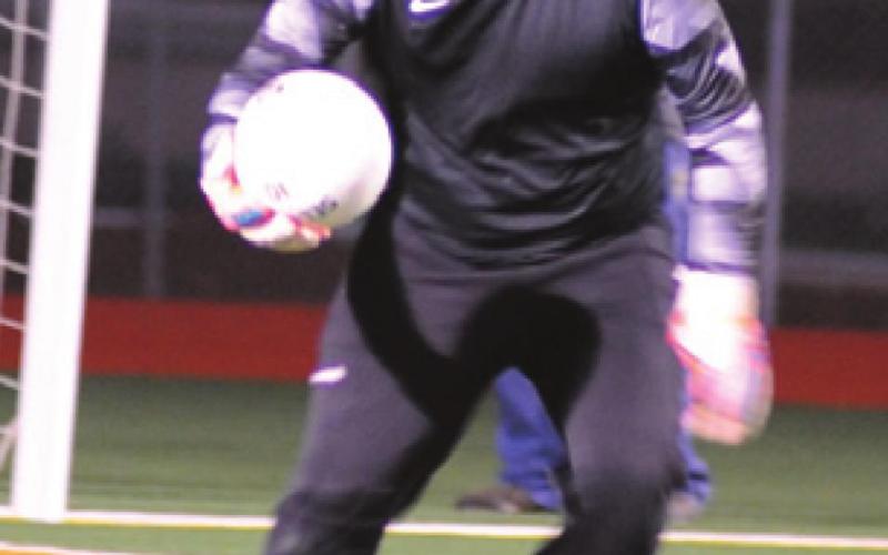 CALDWELL GOALKEEPER Elihu Quintero-Ortiz stopped a Bellville attack on goal during the Hornets’ 1-1 tie with the Brahmas.