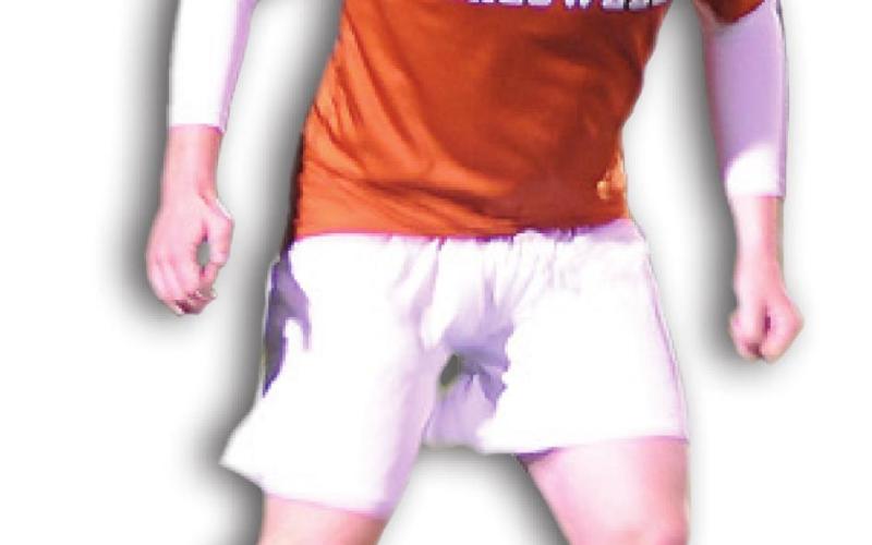 BARRET YATES prepares to kick the ball down the field during the Caldwell-Bellville game last Tuesday at Hornet Stadium.