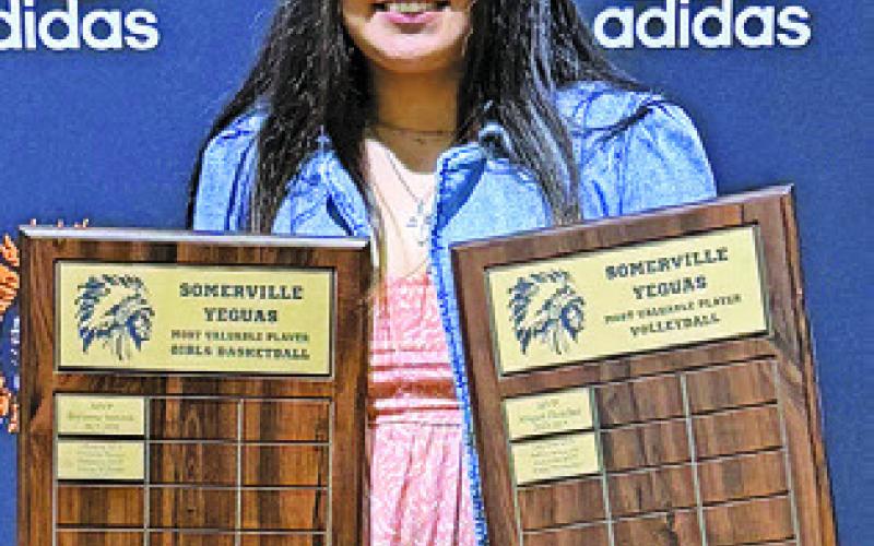 VIVIANNA MUNOZ was named the 2024-2025 MVP for volleyball and for girls basketball at the Somerville High School Athletic Banquet.