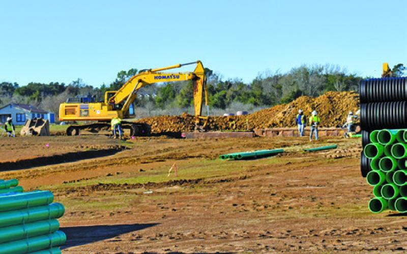 CONSTRUCTION WORK CONTINUES on Monday, Jan, 6, at Whitetail Run Subdivision off Main Street in Caldwell.
