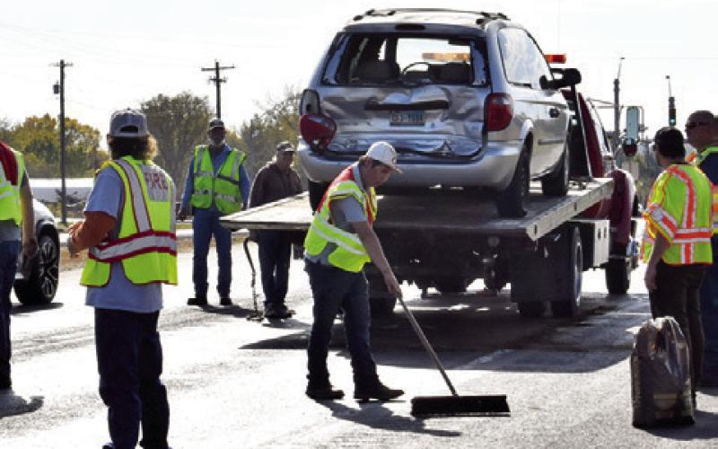 CALDWELL VOLUNTEER FIREFIGHTERS respond to the scene of this accident on Sunday afternoon, Dec. 1, on State Highway 21 East.